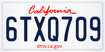CA license plate 6TXQ709