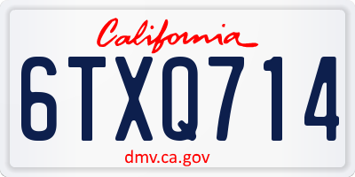 CA license plate 6TXQ714