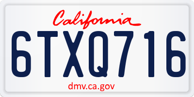 CA license plate 6TXQ716