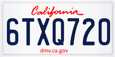 CA license plate 6TXQ720