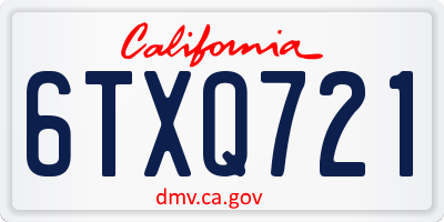 CA license plate 6TXQ721