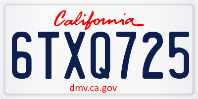 CA license plate 6TXQ725