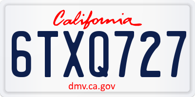 CA license plate 6TXQ727