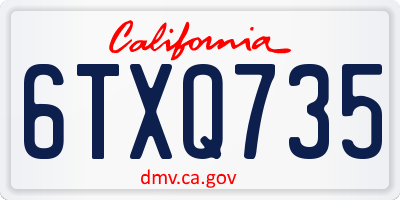 CA license plate 6TXQ735