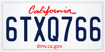 CA license plate 6TXQ766