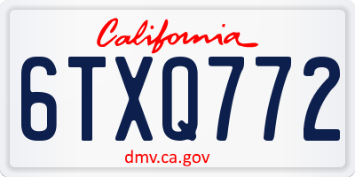 CA license plate 6TXQ772