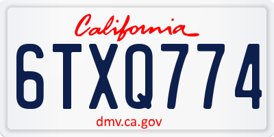 CA license plate 6TXQ774