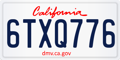 CA license plate 6TXQ776
