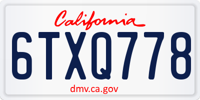CA license plate 6TXQ778