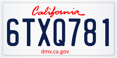 CA license plate 6TXQ781