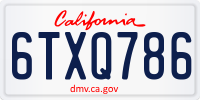 CA license plate 6TXQ786