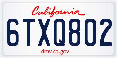 CA license plate 6TXQ802