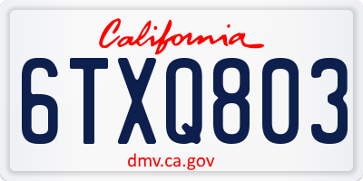CA license plate 6TXQ803