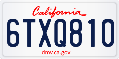 CA license plate 6TXQ810