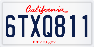 CA license plate 6TXQ811