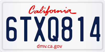 CA license plate 6TXQ814