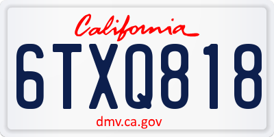 CA license plate 6TXQ818