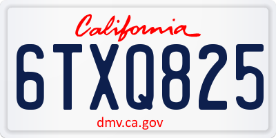 CA license plate 6TXQ825