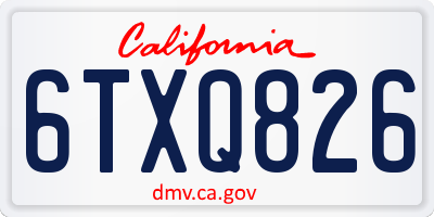 CA license plate 6TXQ826