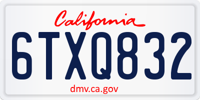 CA license plate 6TXQ832