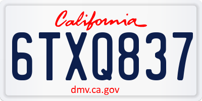 CA license plate 6TXQ837