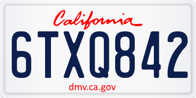CA license plate 6TXQ842