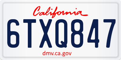 CA license plate 6TXQ847