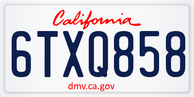 CA license plate 6TXQ858