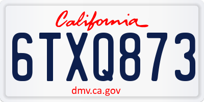 CA license plate 6TXQ873