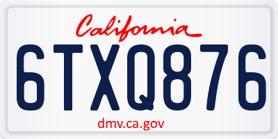 CA license plate 6TXQ876