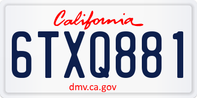 CA license plate 6TXQ881
