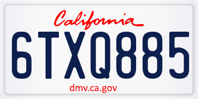 CA license plate 6TXQ885