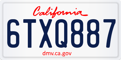 CA license plate 6TXQ887