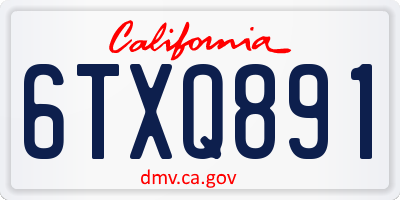 CA license plate 6TXQ891