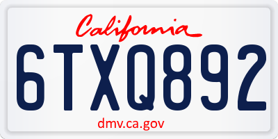 CA license plate 6TXQ892