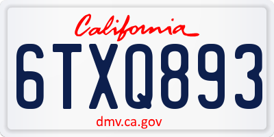 CA license plate 6TXQ893