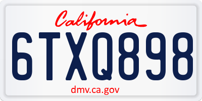 CA license plate 6TXQ898