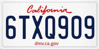 CA license plate 6TXQ909
