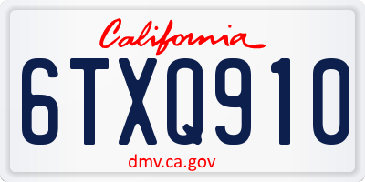 CA license plate 6TXQ910