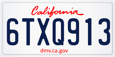 CA license plate 6TXQ913