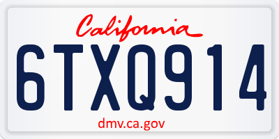 CA license plate 6TXQ914