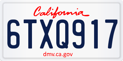 CA license plate 6TXQ917