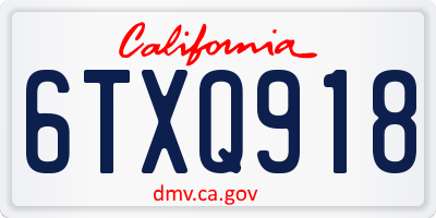 CA license plate 6TXQ918