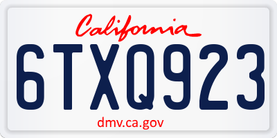 CA license plate 6TXQ923