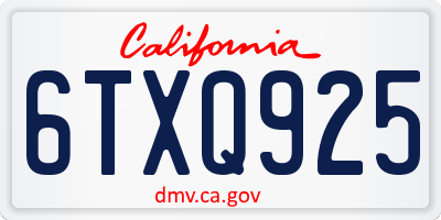 CA license plate 6TXQ925