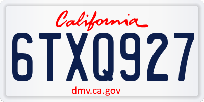 CA license plate 6TXQ927