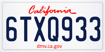 CA license plate 6TXQ933
