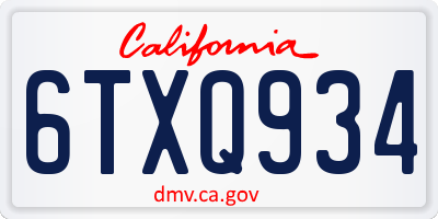 CA license plate 6TXQ934