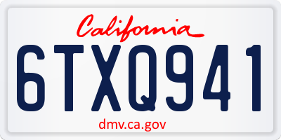 CA license plate 6TXQ941