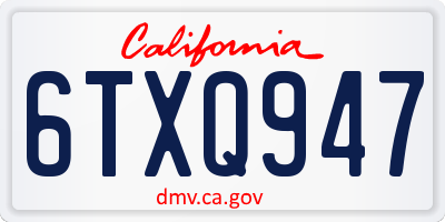 CA license plate 6TXQ947